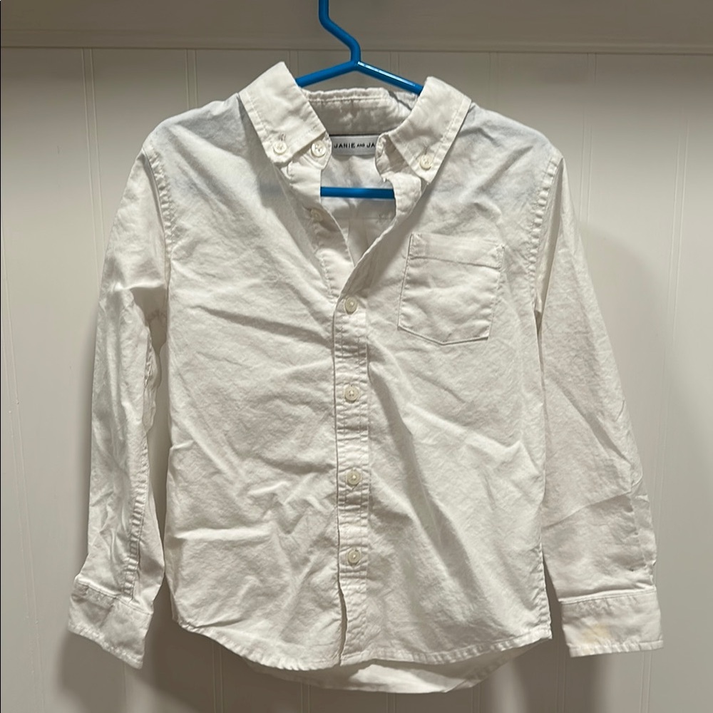Janie and Jack White 💯% Cotton Button Down Shirt (Size 4)